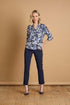 Emreco 3/4 Sleeve Grey Leaf Print Mandarin Blouse – 026102EW